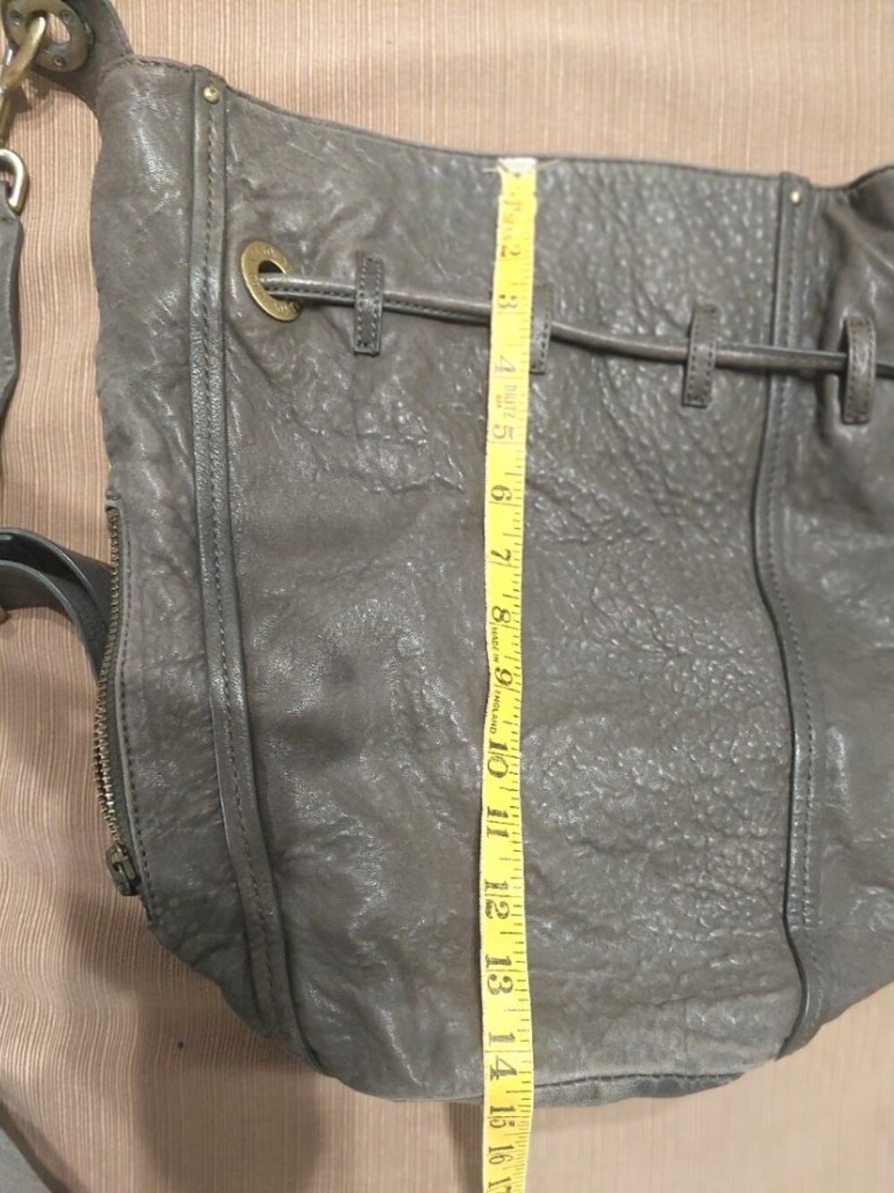 All You Need Comes With Me Genuine Leather Crossbody Shoulder Bag Gray Large - Picture 4 of 8